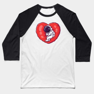 Cute Astronaut Sleeping On Love Heart Pillow Cartoon Baseball T-Shirt